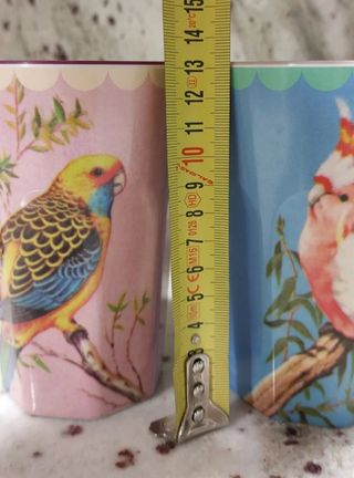 2 Vasos plástico pájaros 