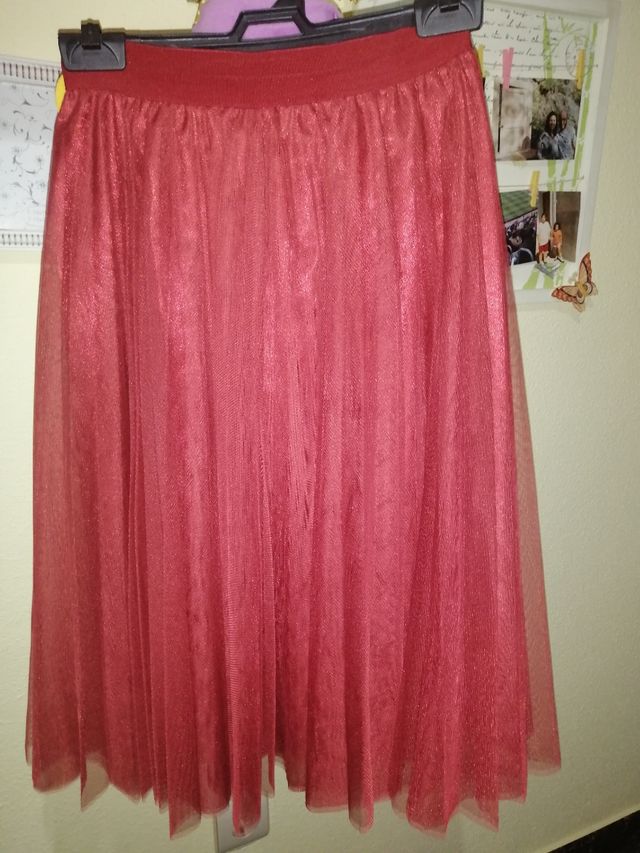 Falda tul burdeos - Talla única