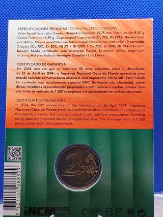 Moneta 2€ Portogallo 2024 - Rivoluzione Garofani