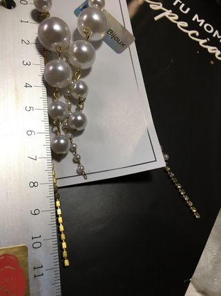 Pendientes largos perlas-piedras Novias de ensueño