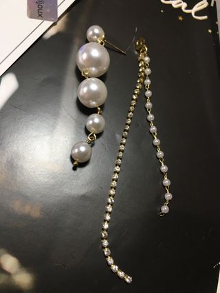 Pendientes largos perlas-piedras Novias de ensueño