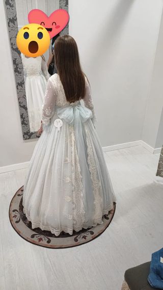 Traje comunión niña blanco-azul