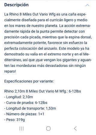 Caña Rhino 8 Miles - Pesca