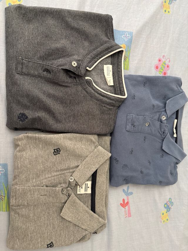 3 Camisetas Hombre M - Gris, Azul
