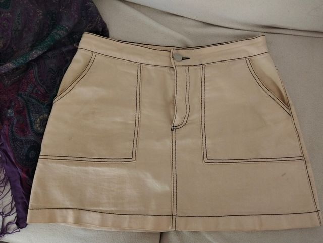Mini Falda Zara TRF L Beige