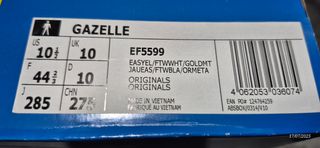 Zapatillas Adidas Gazelle 44 - Amarillas/Blancas