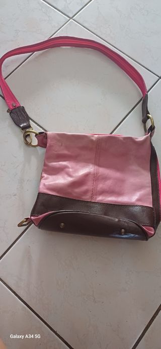Borsa a tracolla marrone e rosa