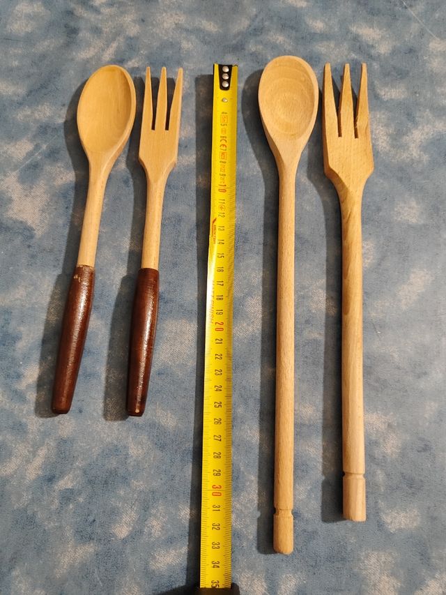 Cucchiaio e forchetta legno - 2 set