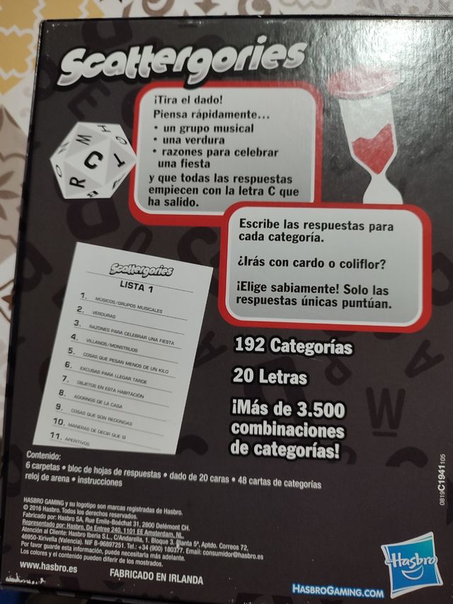 Juego de mesa Scattergories
