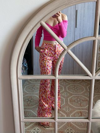 Pantaloni flare multicolor