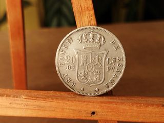 Moneda Plata 20 Centavos 1883 Alfonso XII Manila