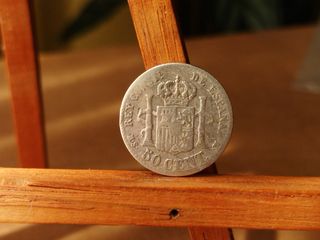 Moneda Plata 50 Céntimos 1880 Alfonso XII España 