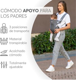 Mochila Portabebés Kikkaboo Gris Nueva