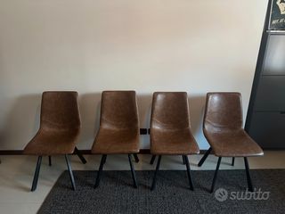  Sedie Design Marrone in Pelle