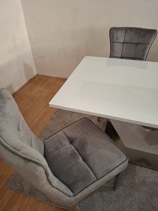 Mesa Comedor Moderna Blanca y Gris
