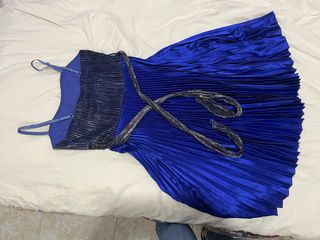 Vestido fiesta azul y plata