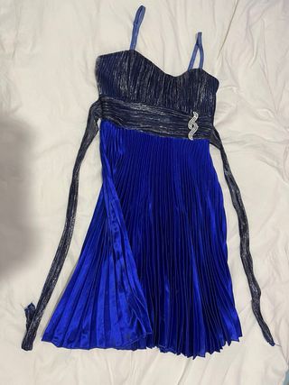 Vestido fiesta azul y plata