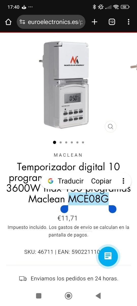 Temporizador digital Maclean Energy