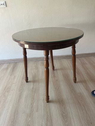 Mesa camilla redonda de madera