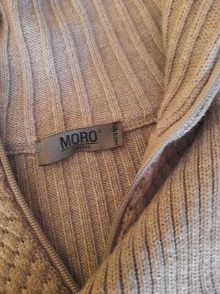 Maglione beige/grigio a collo alto