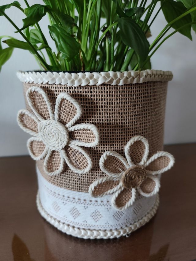 Cubremaceta yute o lapicero o brochas maquillaje