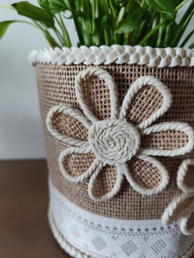 Cubremaceta yute o lapicero o brochas maquillaje