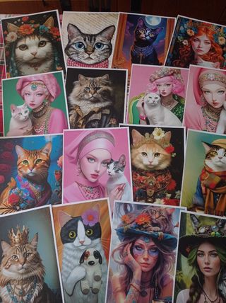 4 Láminas ArteGato Mujer
