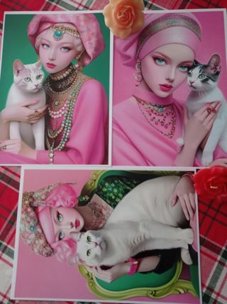4 Láminas ArteGato Mujer