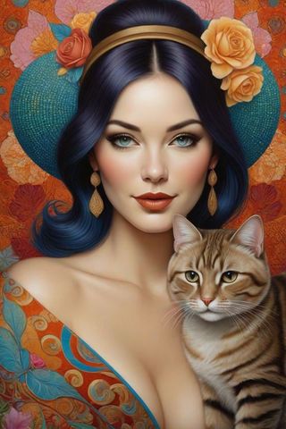 4 Láminas ArteGato Mujer