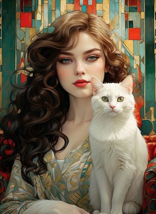 4 Láminas ArteGato Mujer