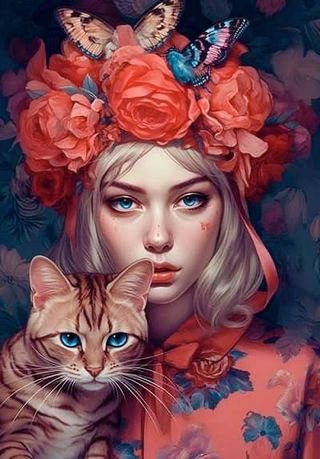 4 Láminas ArteGato Mujer