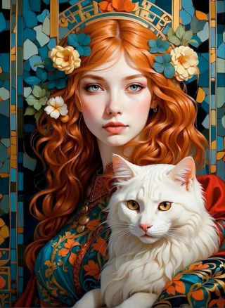 4 Láminas ArteGato Mujer