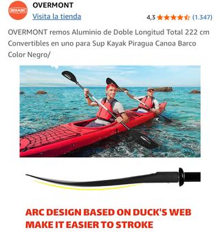 2 Remos Kayak Sup Piragua Canoa OVERMONT