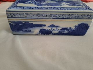 Caja cerámica azul china