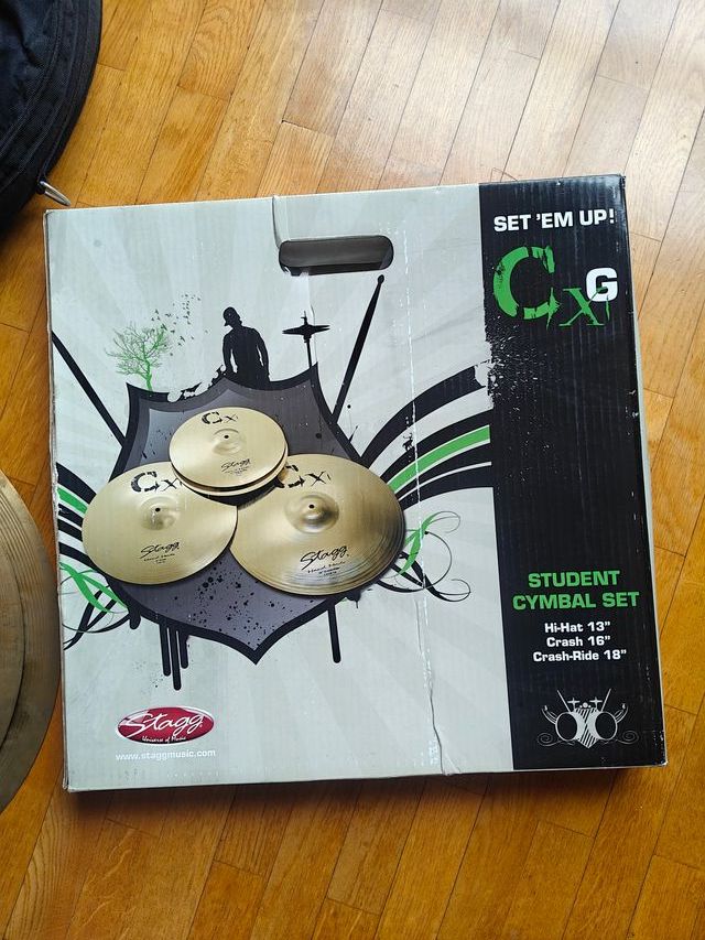 pack set platos bateria Stagg  + funda + escobilla