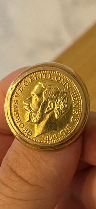 Anillo sello oro 18k con soberano de oro PGM