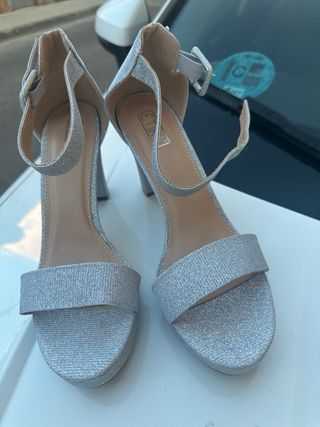 Zapatos Plata Brillantes Fiesta