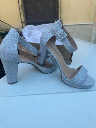 Zapatos Plata Brillantes Fiesta