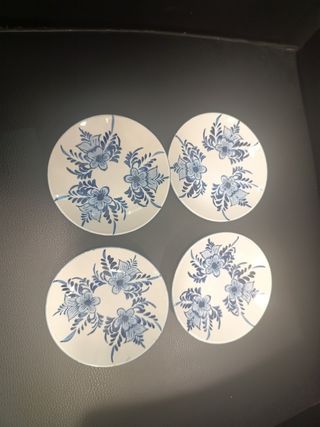 4 Piattini in Porcellana - Blu e Bianco