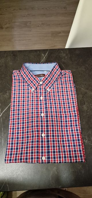 Camisa cuadros hombre rojo-azul