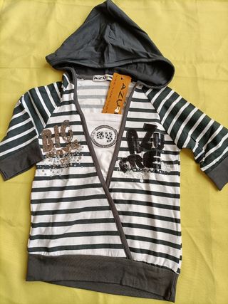 Camiseta niña rayas capucha