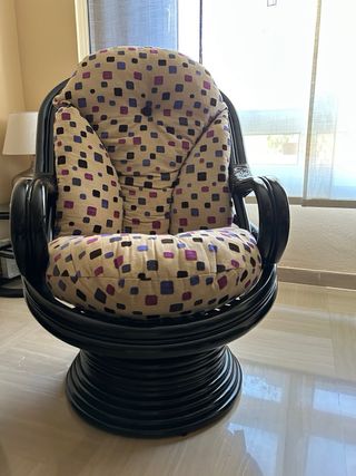 Sofá + 2 sillones rattan negros