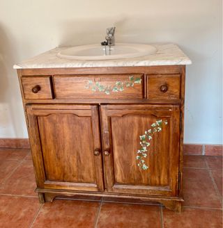 Mueble baño rústico con espejo