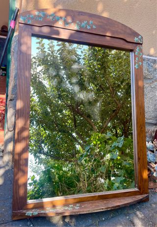 Mueble baño rústico con espejo