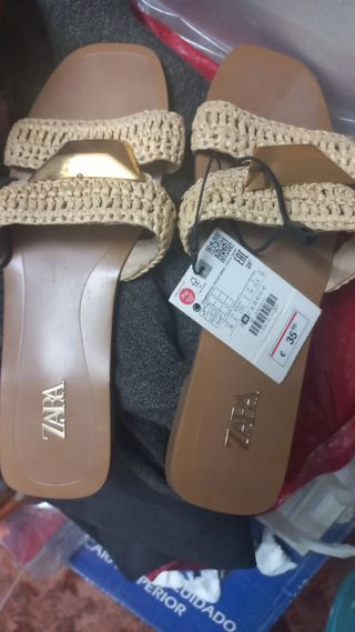 Sandalias planas Zara - Beige/ marrón - 36 Nuevas