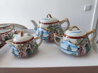 Juego té porcelana china: pintado a mano