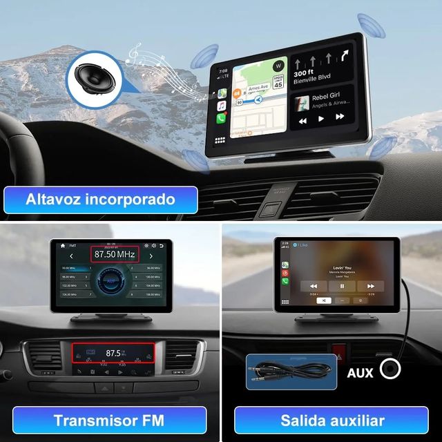Pantalla 9" CarPlay Android Auto