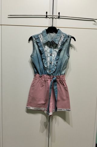 Tutina jumpsuit effetto Jeans bimba 10 anni