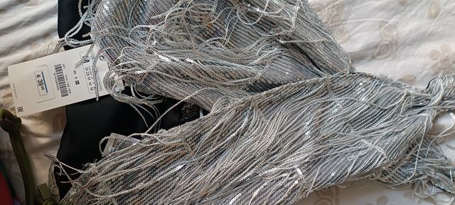 Top paillettes argento tg M