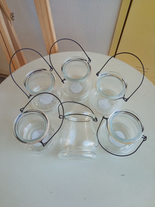 6 Faroles de cristal con asa